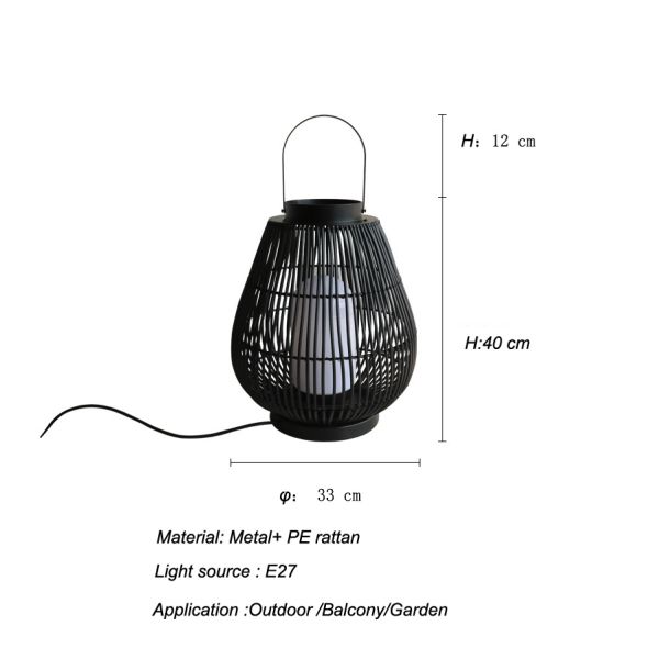 IP44 Waterproof Rattan Garden Lanterns For Outdoor Landscape Floor