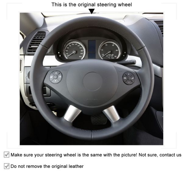 Hand Sewing Genuine Leather Steering Wheel Cover for Mercedes-Benz W639 Viano Vito Valente