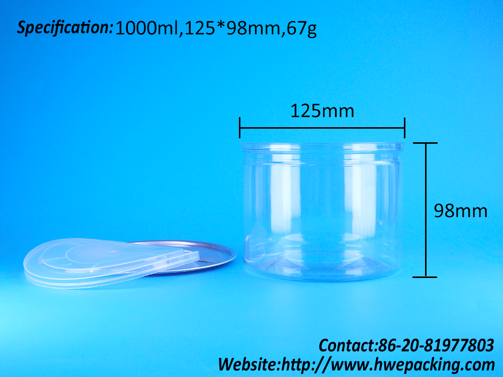 Custom Plastic Jar with Easy Open Lid - Food Grade PET Container for Dried Food and Nuts