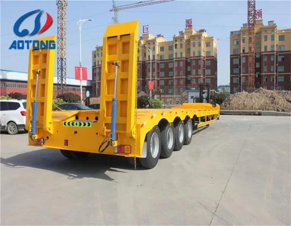 AOTONG 3 eixos cama baixa escada hidráulica lowboy semi-caminhão reboques para transporte de escavadeira