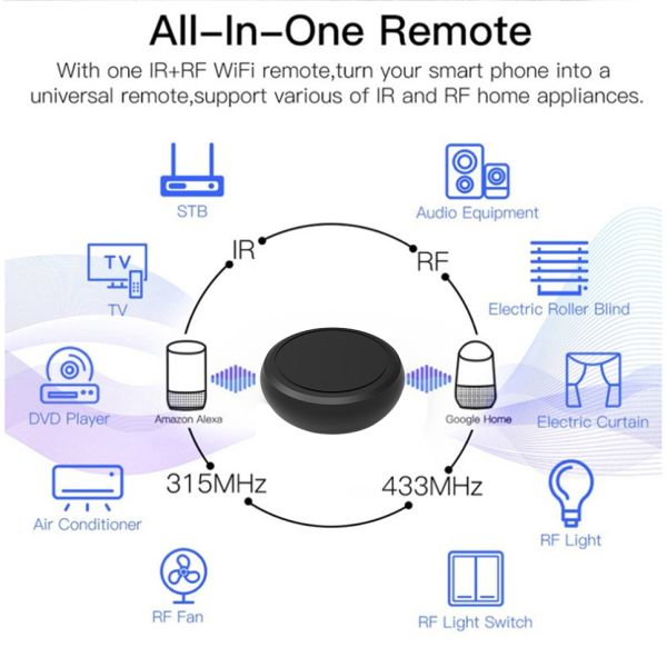 Tuya Smart Home Universal Remote Control Switch, DC 5V Relay Wifi IR RF, Tuya/Smartlife Compatible