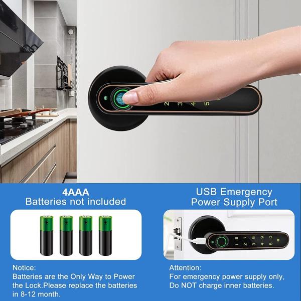Fechadura de porta digital inteligente para exterior fechadura de porta de entrada sem chave de liga de alumínio preto