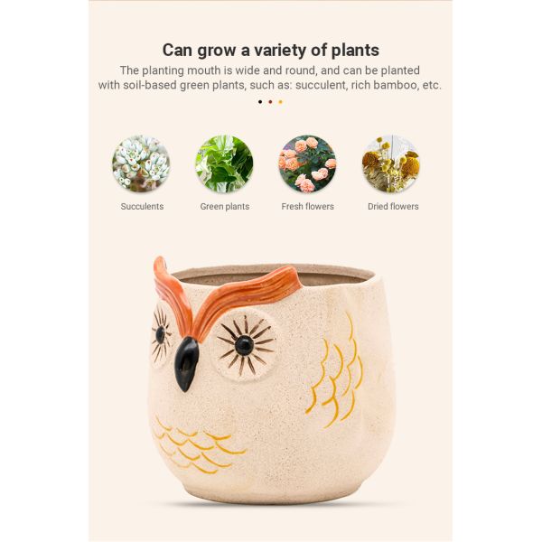 24 дюйма 6 дюймов 16 дюймов Керамические цветочные горшки 3D Уникальная Сова Красивые цветы Сочные горшки Режим