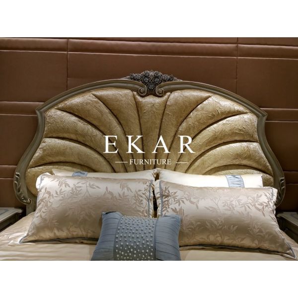 Luxury Bedroom Set Shell Shaped Headboard Italian Bed Room Furniture