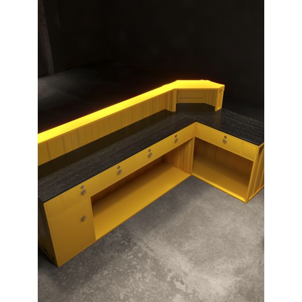 Compact Container Front Desk Iron Gym Reception Desk Commercial
