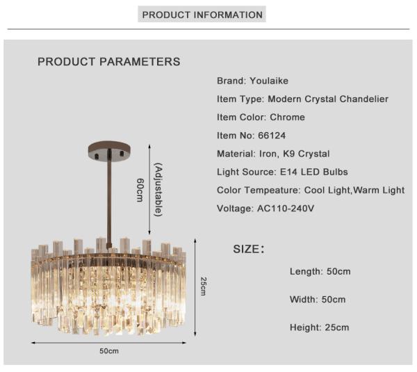 Modern Round LED Light Chandelier Luxury Clear Crystal Lampshade kitchen chandelier(WH-CY-178)