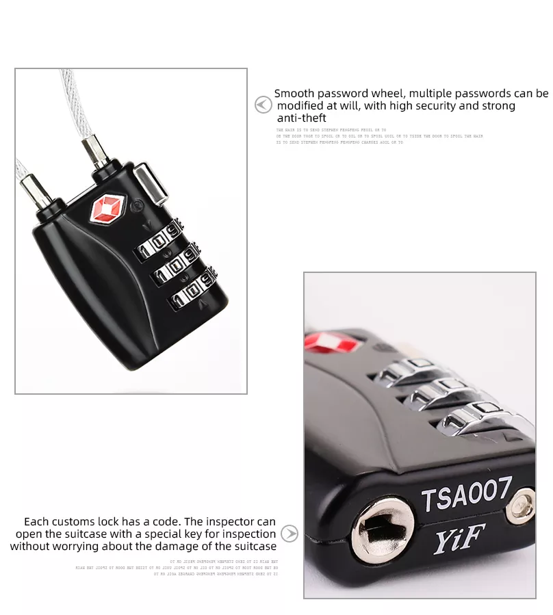 3 Digit Code TSA Lock Outdoor Industrial Safety Luggage Backpack Zipper Wire Rope Key Combination Padlock Zinc Plastic RARLUX