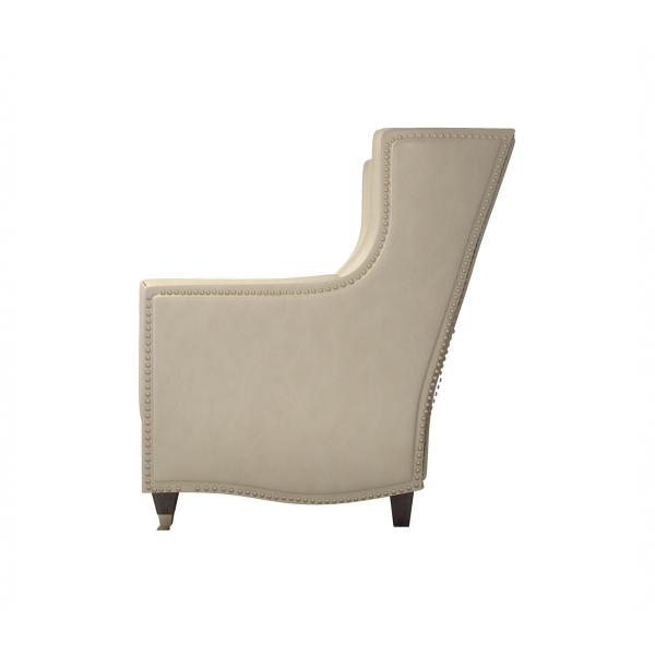 America Leisure style hotel sofa single set by Grey upholstered used wood legs with Copper decoration