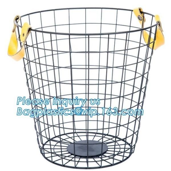 decorative laundry metal wire material storage basket, Vintage Metal Chicken Wire Removable Fabric Hanging Storage Baske