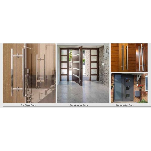 wooden door handles Stainless Steel entry door handles set Dia. 32mm tub H design W-DH603 glass door handle