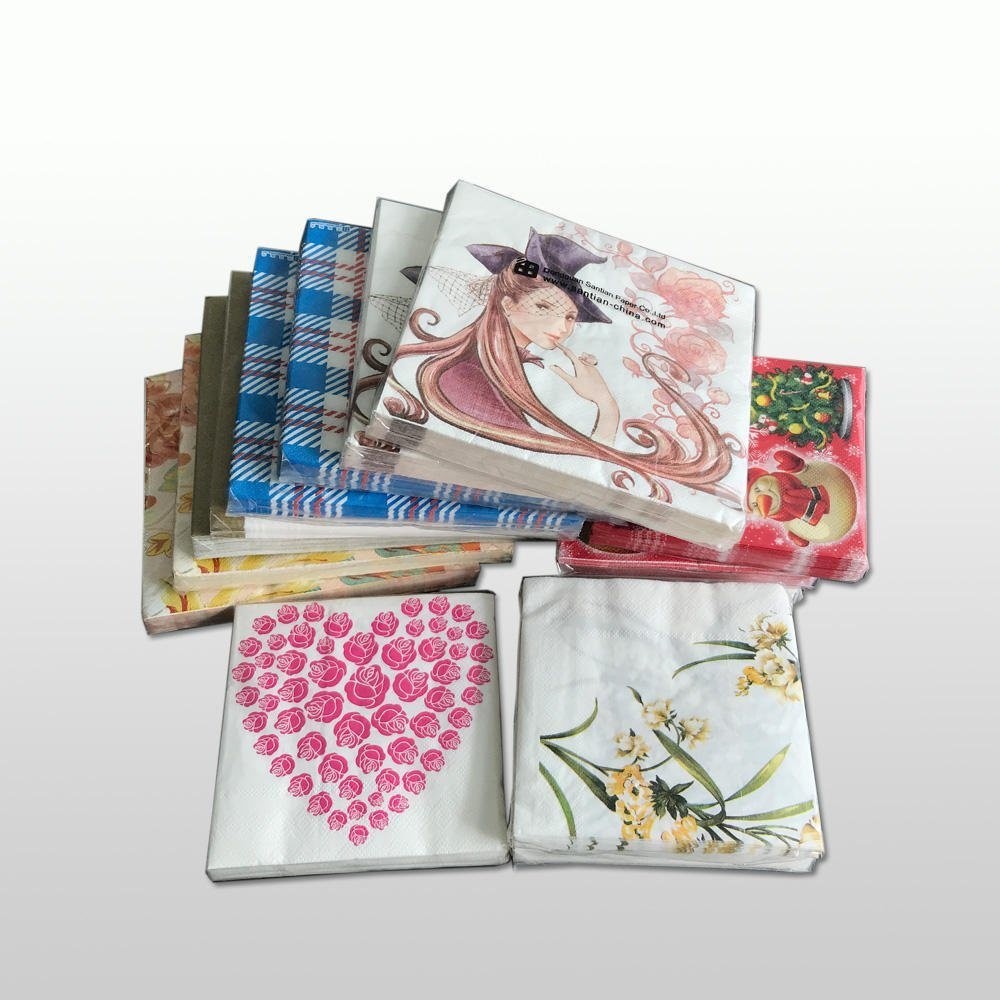 Custom Logo Multicolor Printed Disposable Table Napkin Tissue Serviette Paper Napkins