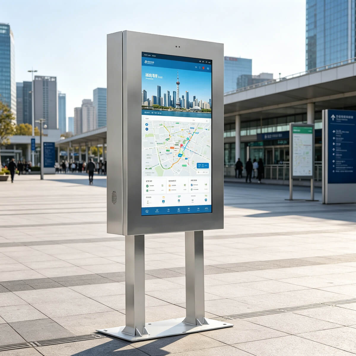 43 Inch 304 Stainless Steel IP65 Waterproof Outdoor Touch Digital Signage Kiosk Built-in WiFi Commercial Advertising Display Kiosk