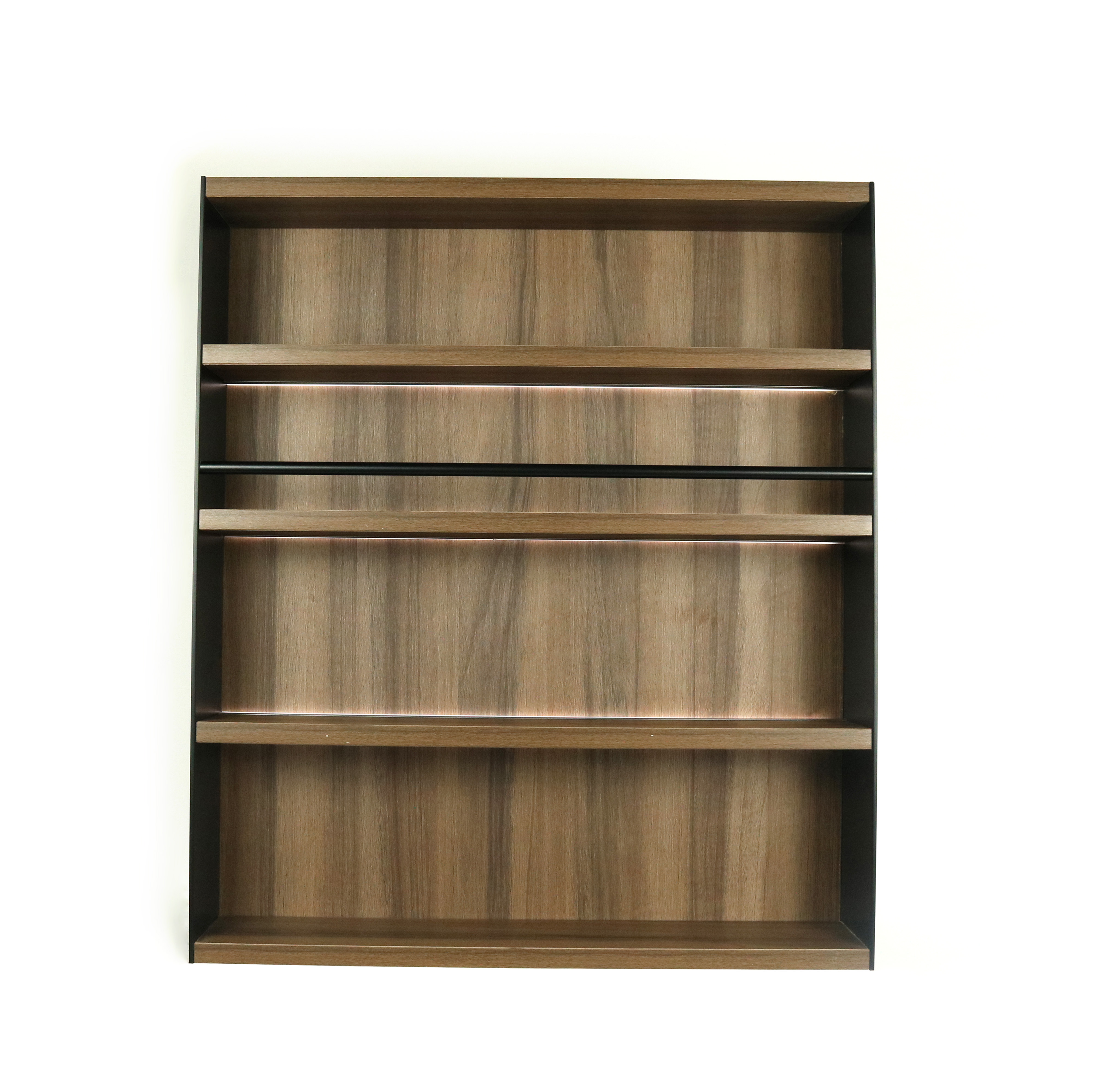 Italian Luxury Modern Kitchen Cabinet with LED Light MDF Storage Shelf Spice Rack Wooden Aluminum Panel