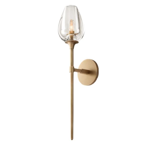 Yihao Vintage Solid Brass Wall Lamp with Glass Crystal Shade and 2700K Warm White Lighting