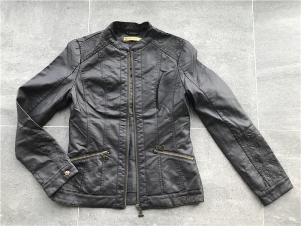 Chocolate Womens Pu Leather Coat Pleather Jacket With Embroidery / Ingot Tw75839