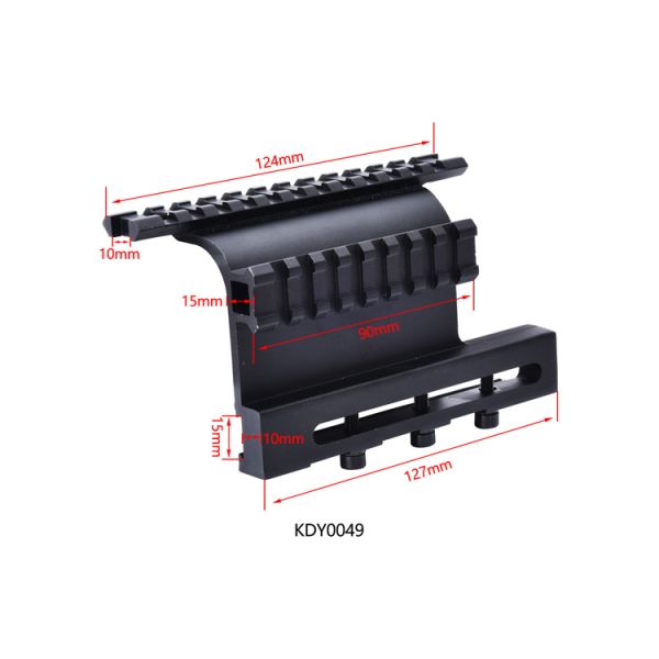 Side Mount Sight Scope Mount System with 127mm Bottom Length and Matte Black Finish