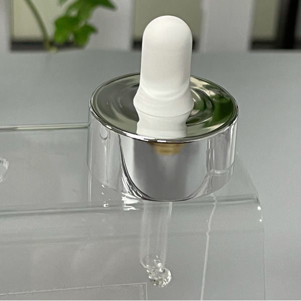 Big Cap Double Layer Closure UV Shiny Silver Essential Oil Dripper 20/410 Electonic Plated Cover Two Layer