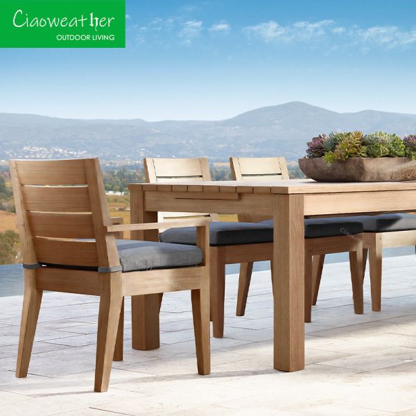 Modern Luxury Teak Wooden Garden Furniture Outdoor Dining Chair for Hotel Competition