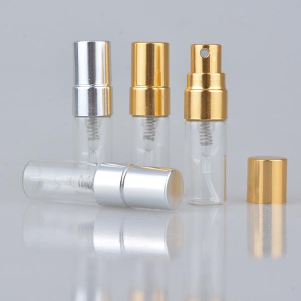 3ml Small Cosmetic Glass Bottles Golden Or Silver Cap For Perfume / Lotion