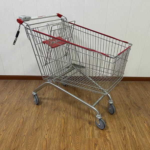 180L Grocery Galvanised European Market Supermarket Trolley with Coin Lock