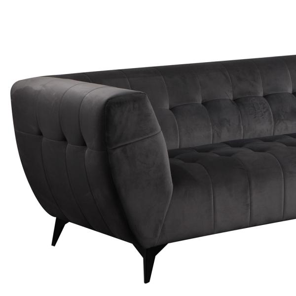 Multiscene Velvet Luxury Corner Sofa Anti Scratch Black Color
