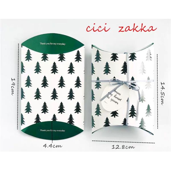 Pillow Shape Giveaway Christmas Candy Boxes Santa Gift Box 250gsm White Card