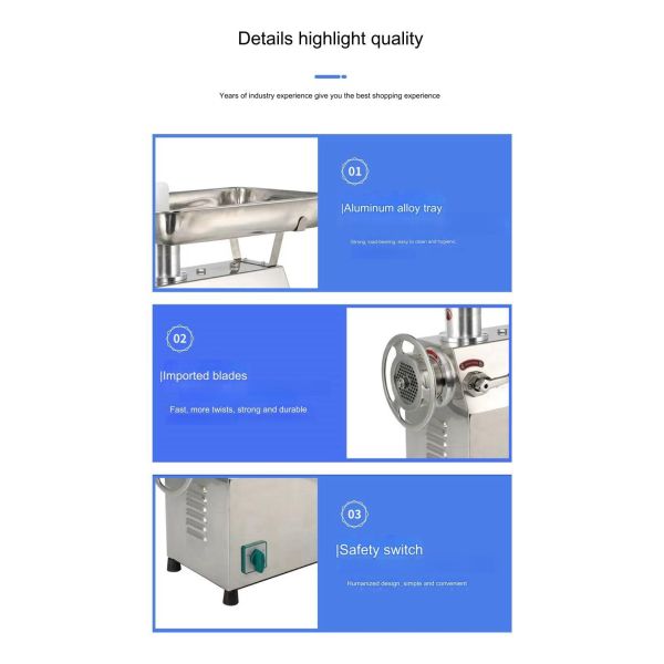850 Commercial Meat Grinder Simple Disassembly and Quick Cleaning for Easy Operation