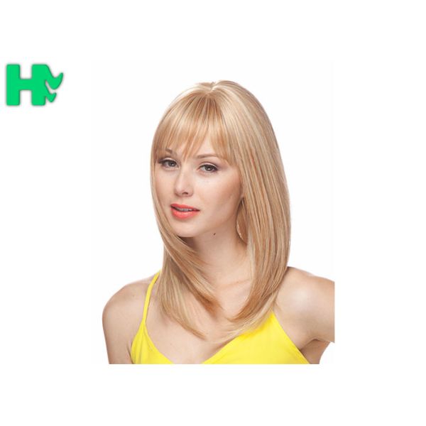 Machine Made Natural Looking Synthetic Bob Wigs Natural Straight Blond Female Wigs