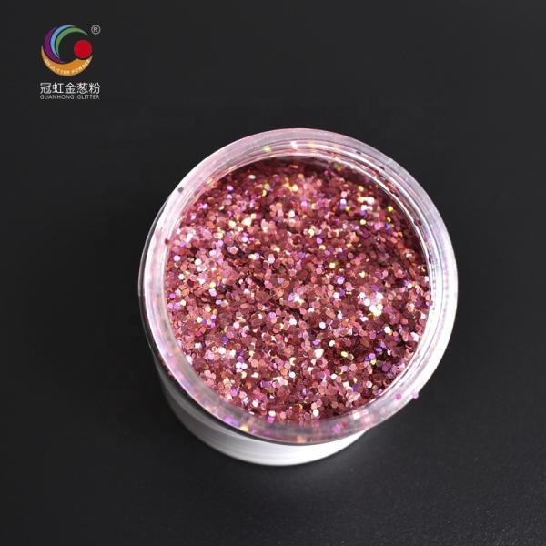 Pink Laser PET Hexagonal Bulk Holographic Glitter Nail Cosmetic Biodegradable Powder