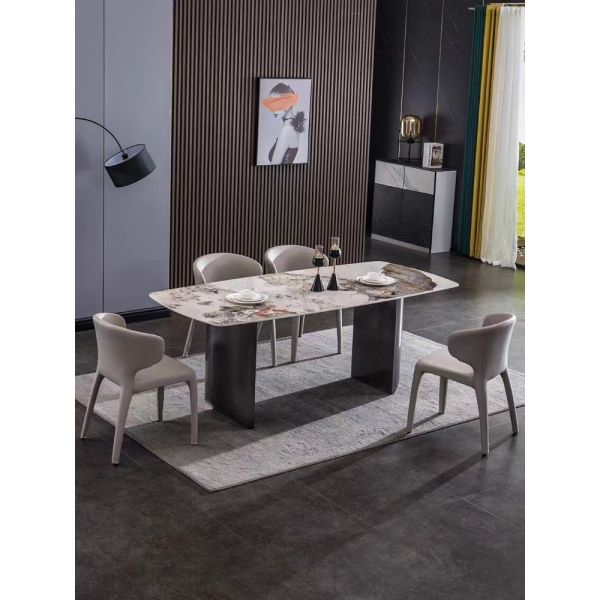 Modern Luxury Rectangular Marble Dining Table Set Italian Design for Dining Table and Chair Set Home Furniture