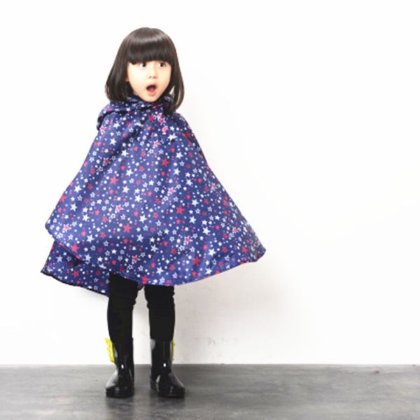 Kindergarten Backpack for Boys and Girls Print Stars Thin Cape Raincoat Polyester