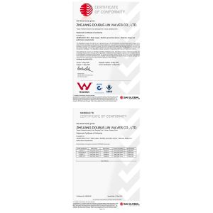 ZHEJIANG DOUBLE-LIN VALVES CO.,LTD. Сертификации