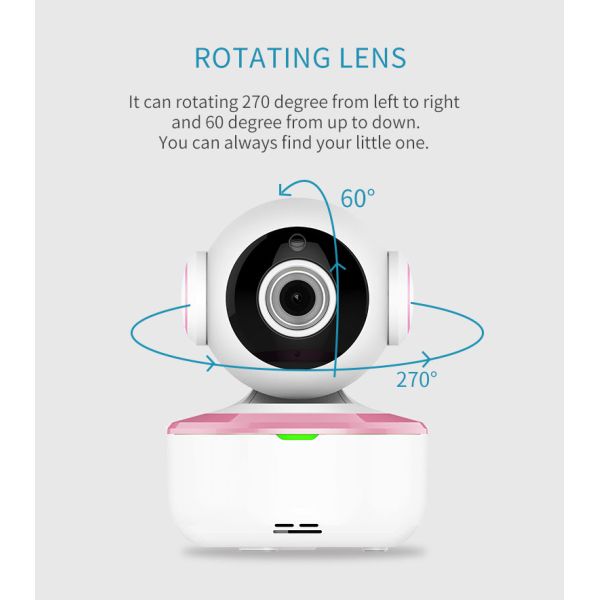 Two Way 720P Baby Monitor Pan Titl  Room Temperature  Night Vision Video Camera