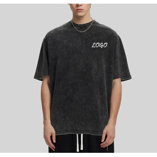 Loose Version 100%Cotton 230G Heavyweight Washed Streetwear T-Shirt for Oversize Men