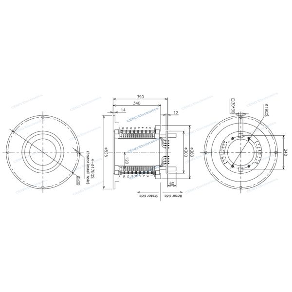 Anillo de deslizamiento de cepillo de carbono a baja temperatura con perforación a través de la máquina automática