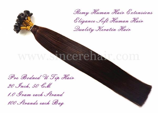 20 Inch Remy Human Hair Extensions 1.0 G Pre Bonded U Tip Hair Extensions For Sale