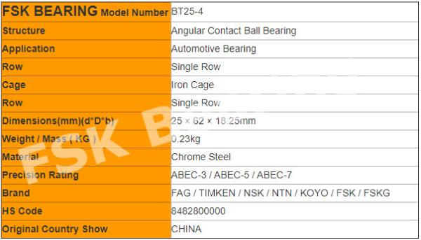 Nonstandard BT25-4 Angular Contact Ball Bearing Automotive Parts BT19Z-2 9168404