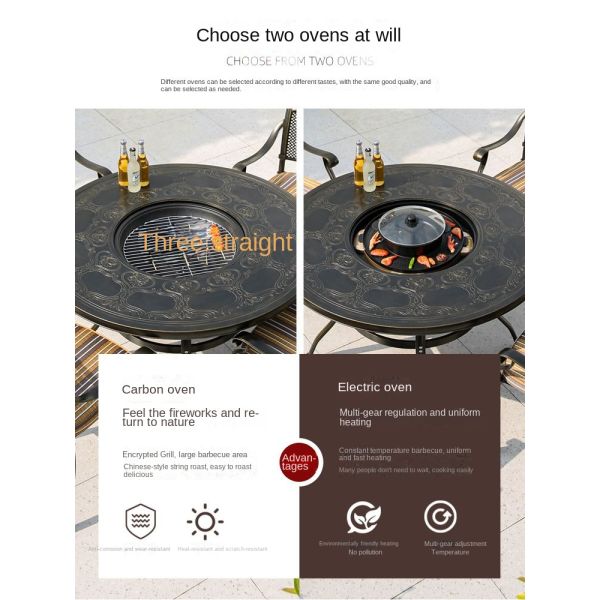 Outdoor Garden Courtyard Round Dining Cast Aluminum Patio Table And Chairs Set