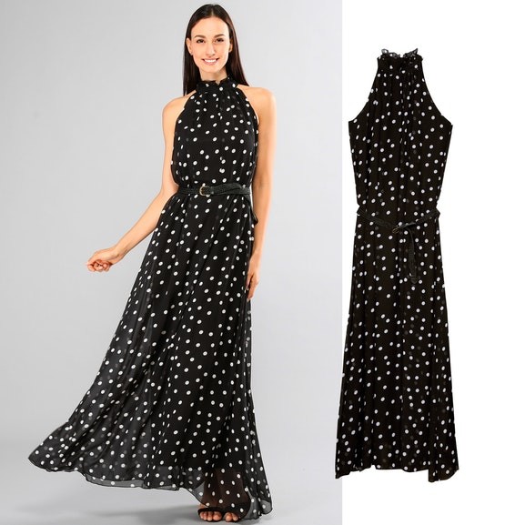 Newest Design Women Polka Dot Chiffon Maxi Dress