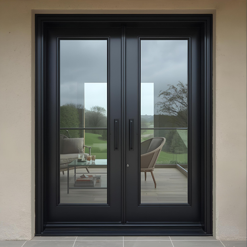 Factory Direct Sales Aluminum Casement Door with Triple Glazed Low-E Tempered Glass