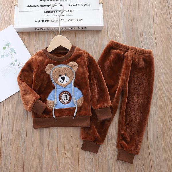 Criança Brown 28kg Teddy Bear Wearing Pajamas Sleepwear do bebê 145cm para o outono
