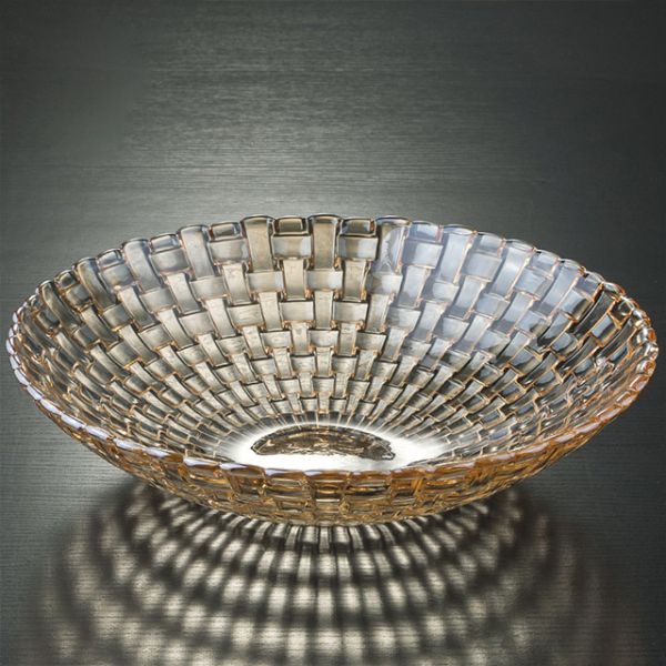 High Quality Gold Spraying 33*2.1cm Glass Charger Plate for Dinnerware