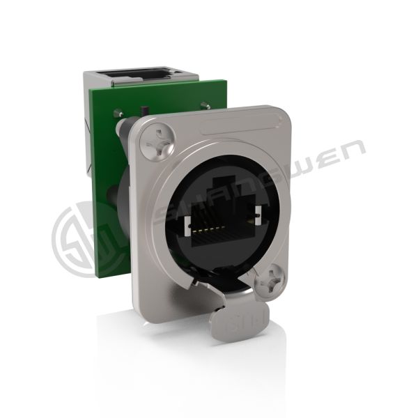 Сигнал Rj45 Женский разъединительный розетка для внутреннего использования Замок замка форма D