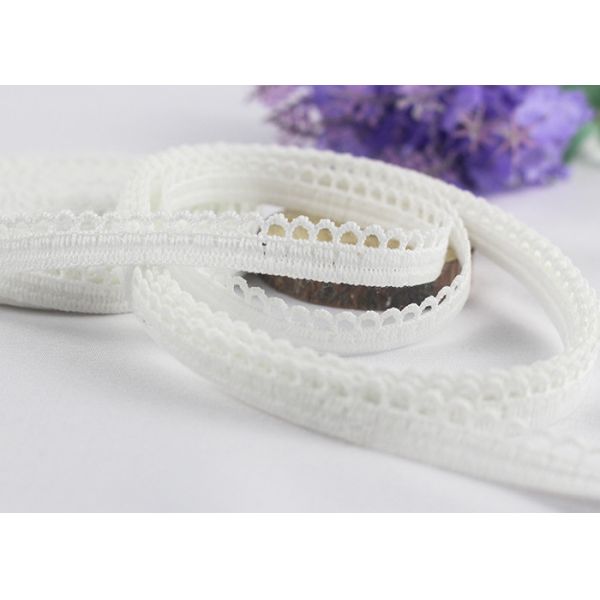 Delicate Milk Silk Water Soluble Lace Trim / Scalloped Lace Ribbon Eco Friendly