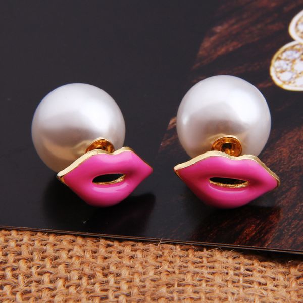 Sexy lips pearl earrings small jewelry
