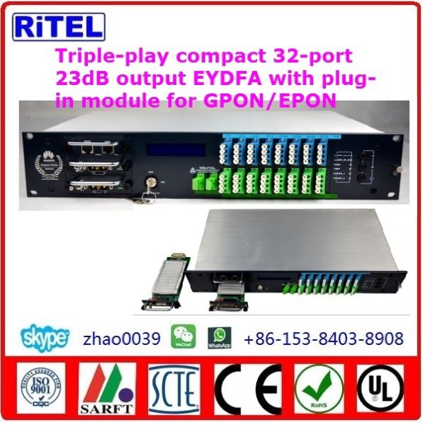 32*23dBm compact FTTx EPON&GPON PON EDFA(EYDFA)-32xx Plug-In Module design for