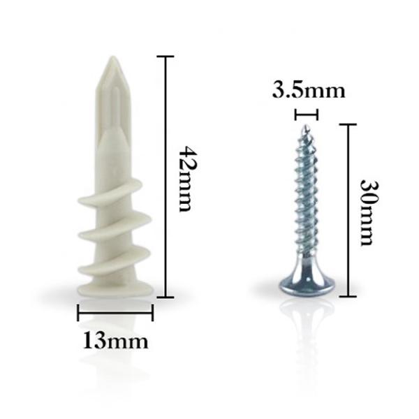 diâmetro de nylon 4-4.5mm do parafuso da âncora de parede de 13x40mm