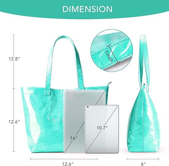 Fashion Casual Street Reusable Environmental Handbag Zipper Tote Bag, Kraft Paper Beach Bag Large Hobo Carry All Travel Shopping Handbag Plastic Shoulder Bag