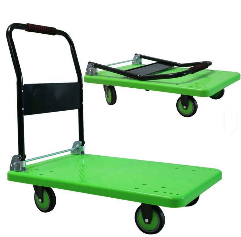 Heavy Duty 400kg Plastic Folding Platform Hand Trolley Cart Heavy Duty Durable Plastic Four Wheels Folding Pallet Tool Trolley Cart