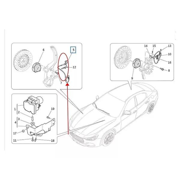 For Maserati New Quattroporte And Old Ghibli Front Wheel Speed ABS Sensor OEM 670006719